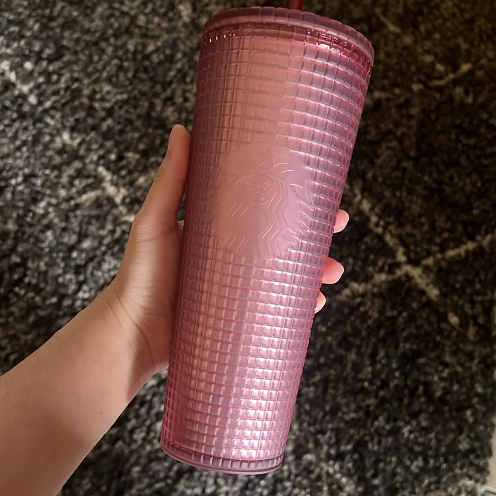 Starbucks dusty rose shimmer grid cup